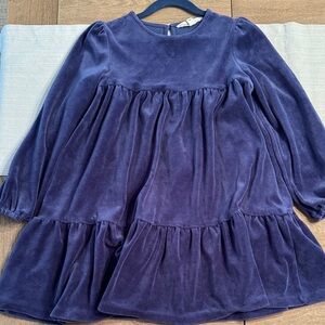 Mini Boden Rich Blue Velvet Kids Dress